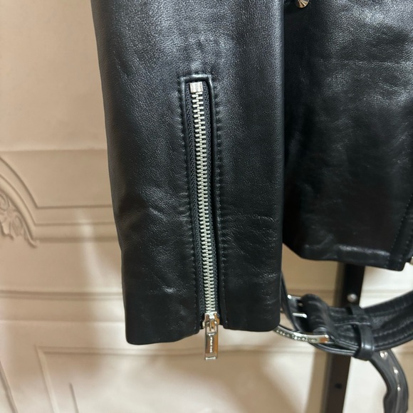 Michael Kors Leather Moto Biker Jacket - Picture 5 of 8